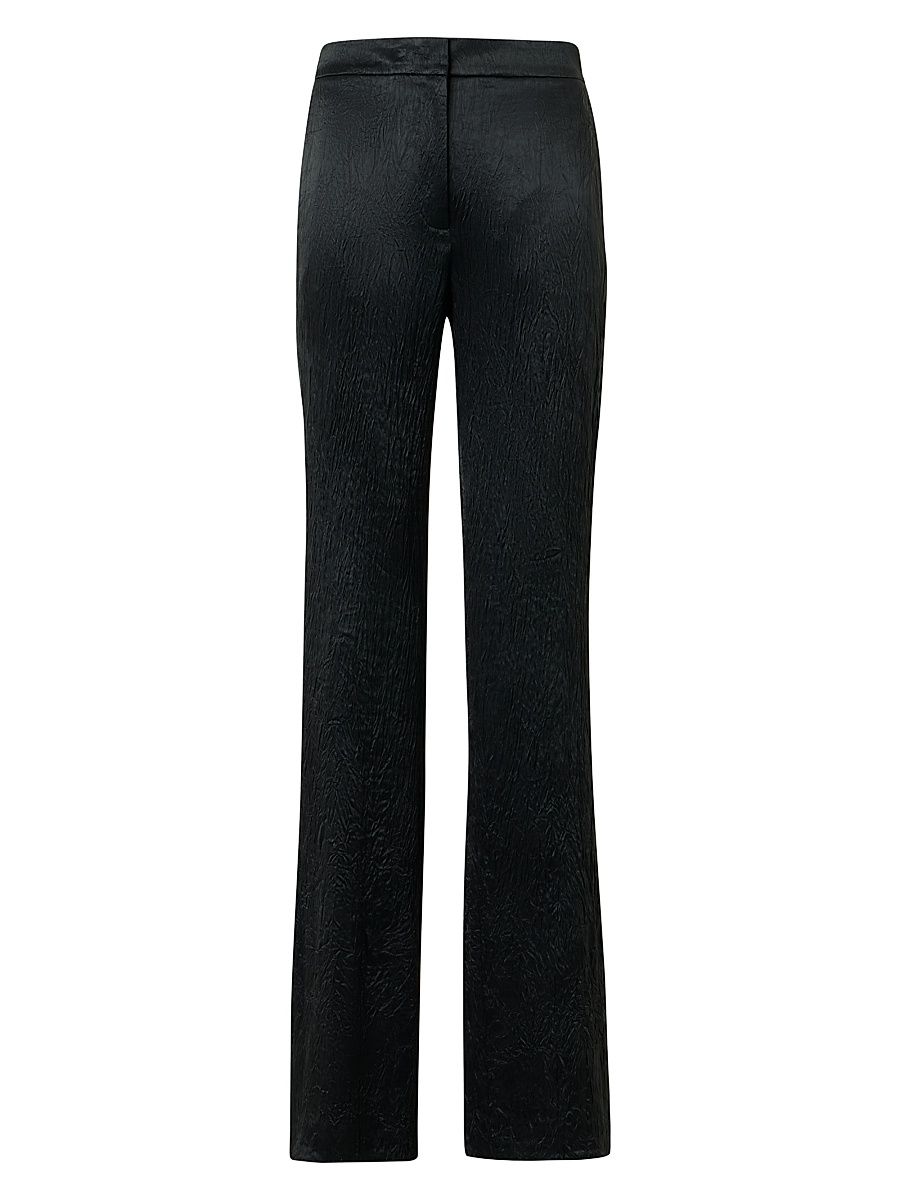 Women's Marla Crinkled Satin Mid-Rise Straight-Leg Pants - Black - Size 14