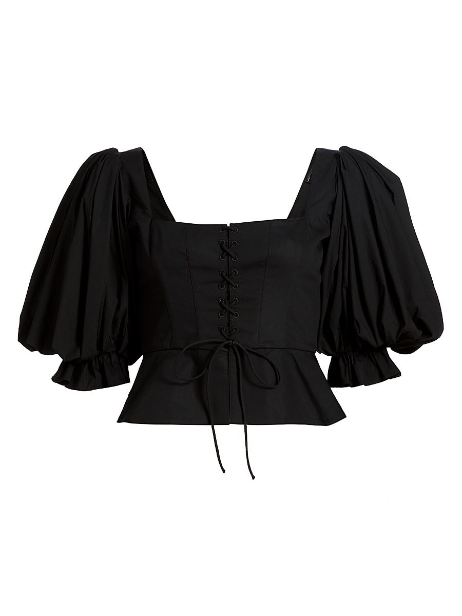 Women's Midler Puff-Sleeve Top - Black - Size XS