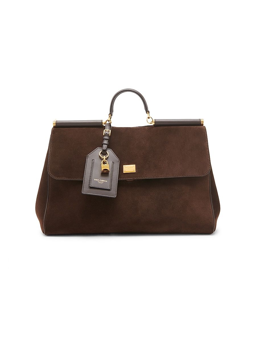 Women's My Sicily Suede Top Handle Bag - Ebano Moro