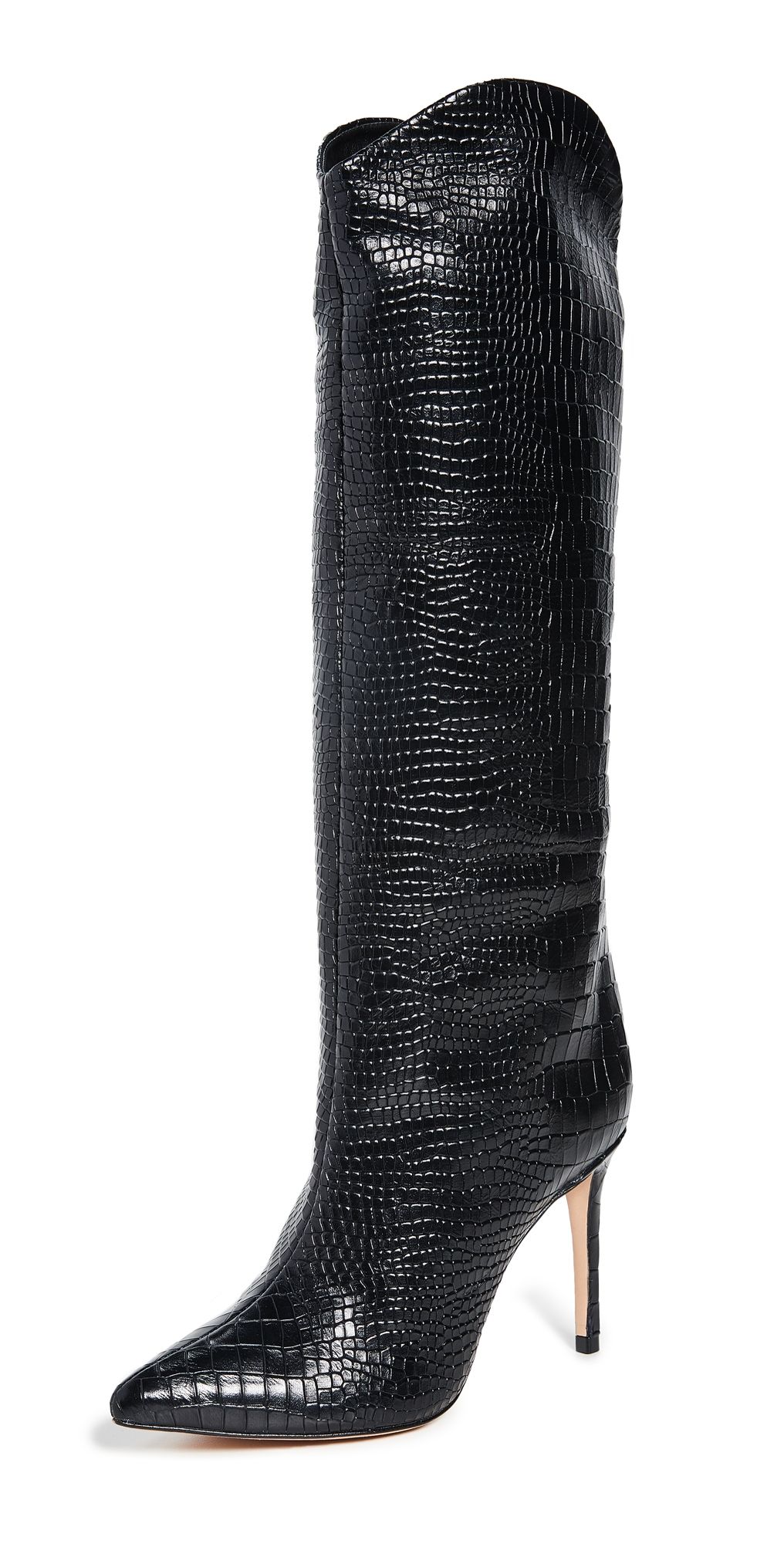 Schutz Maryana Croc Tall Boots Black 7.5