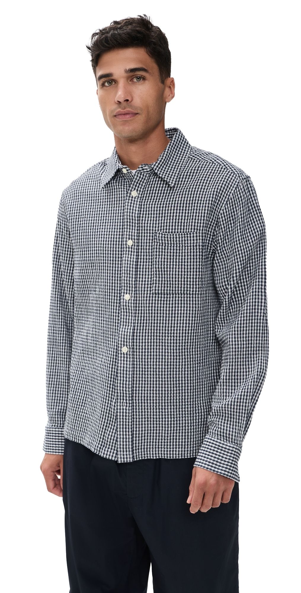 Far Afield Gingham Costa Shirt Navy M