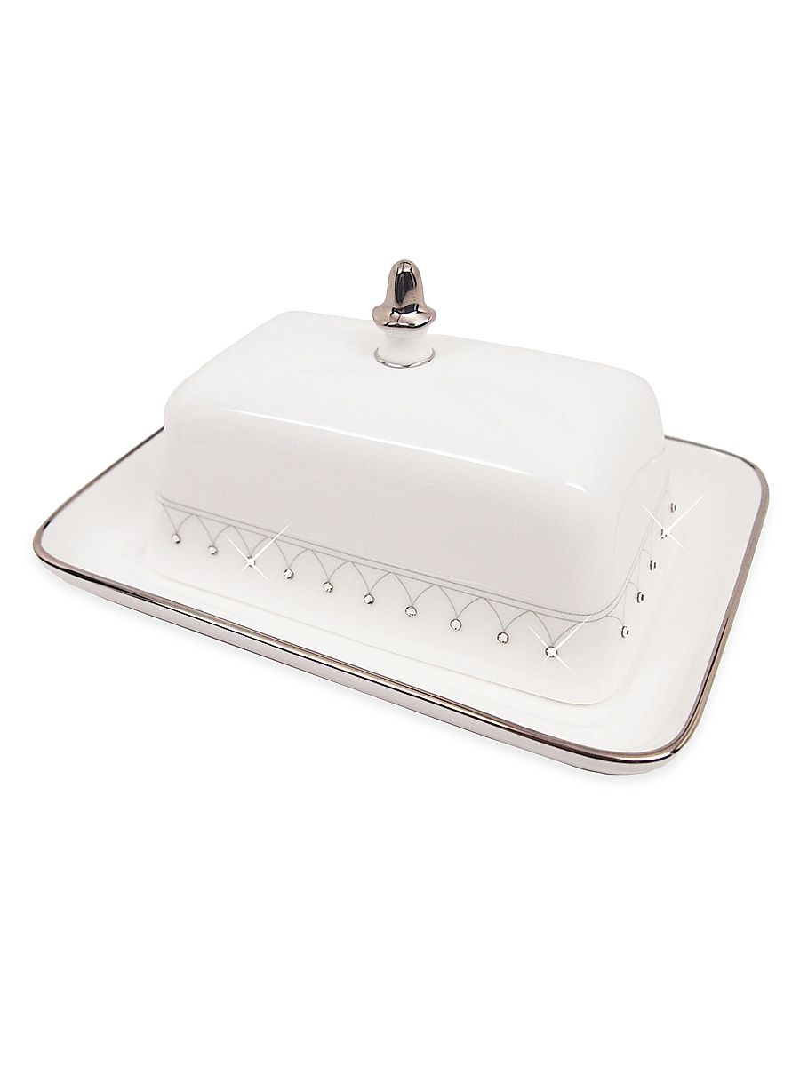 Princess Platinum Butter Dish - Silver White
