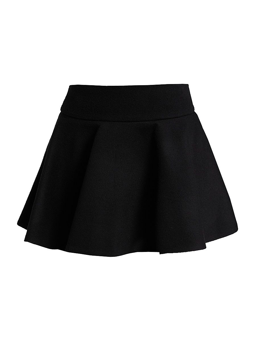 Women's Virgin Wool Circle Miniskirt - Black - Size Small