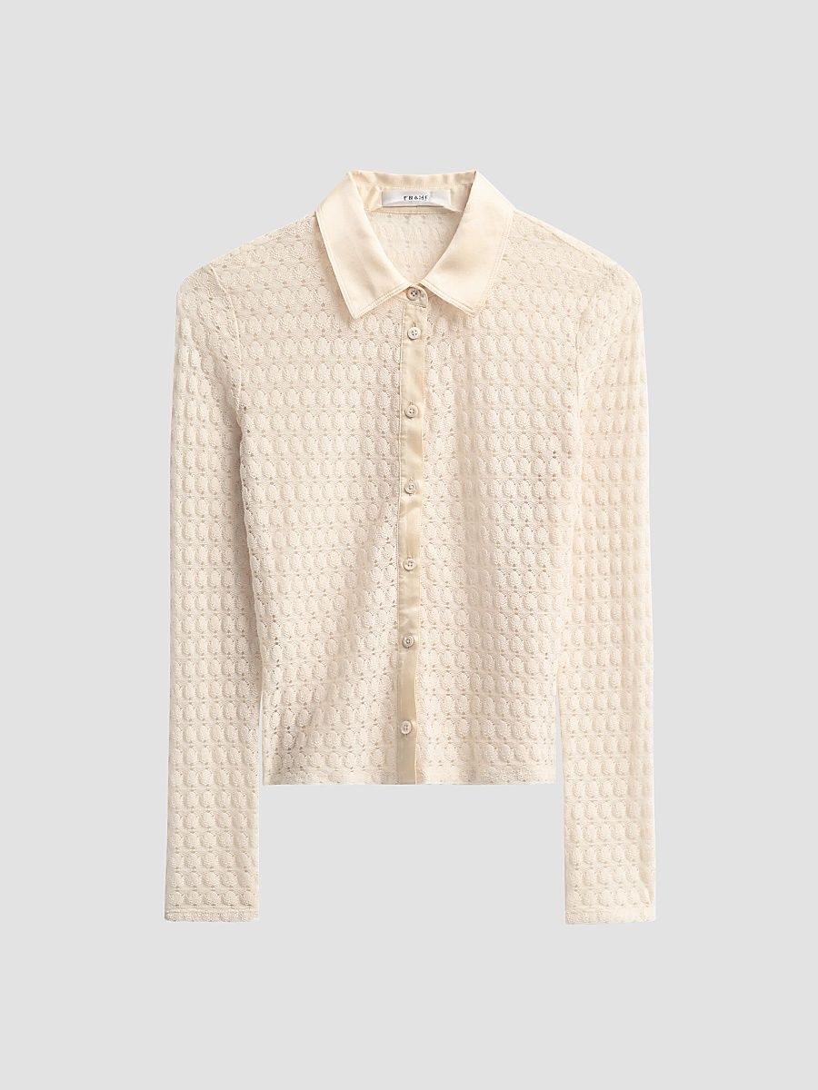 Women's Bubble-Stitch Shirt - Cream - Size XL