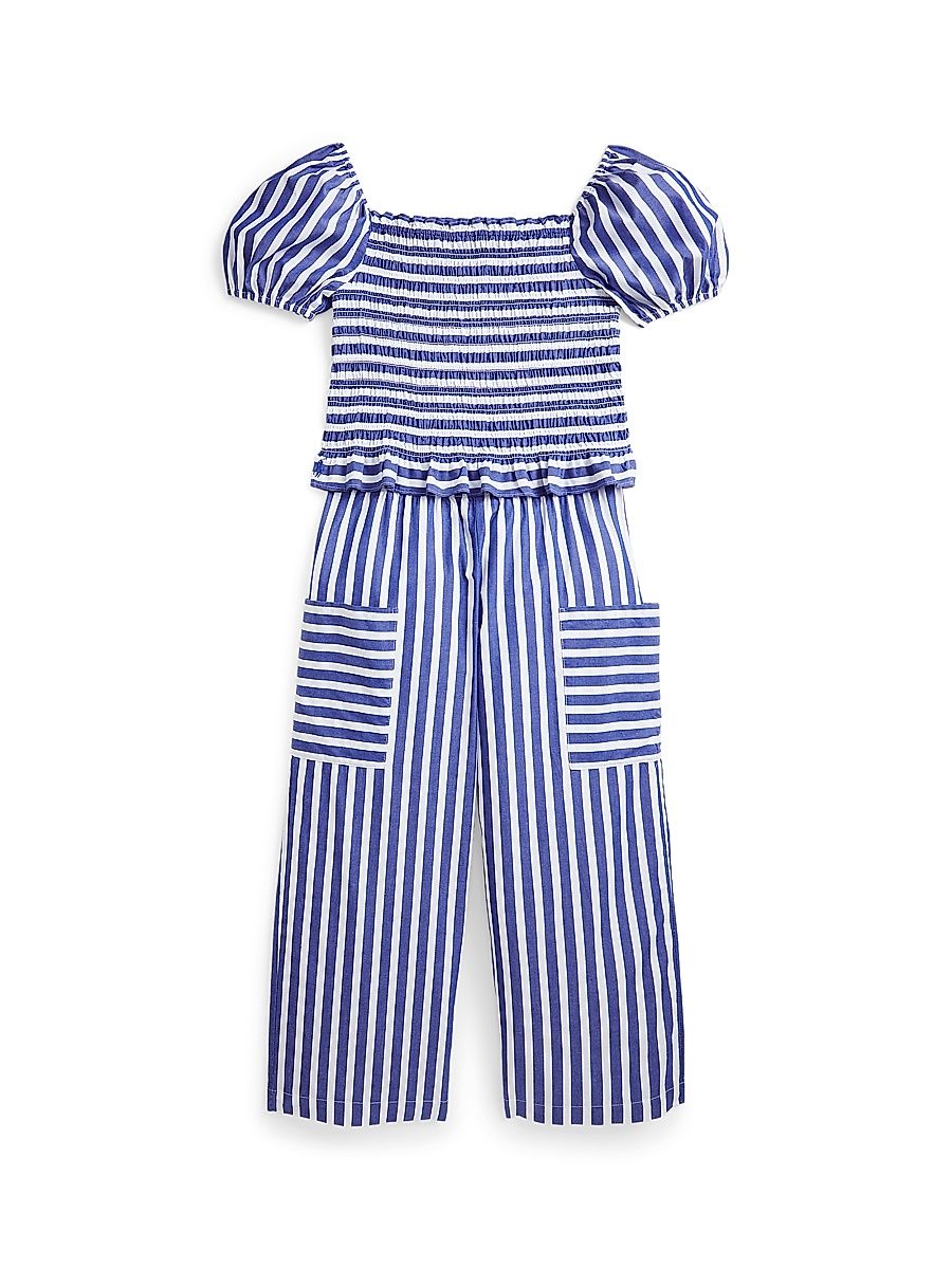 Girl's 2-Piece Puff-Sleeve Top & Pants Set - Royal White - Size 16