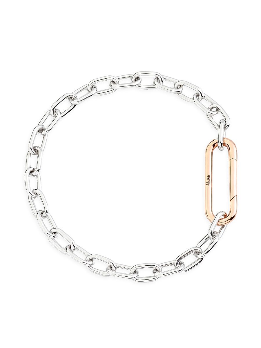 Women's Iconica 18K Rose & White Gold Chain Bracelet - White Gold - Size XL