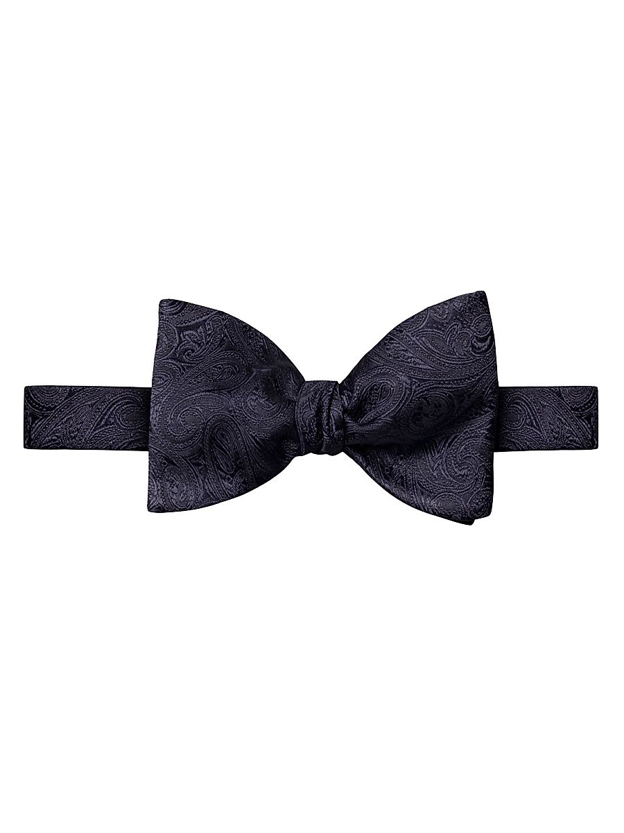 Men's Paisley Silk Bow Tie - Navy