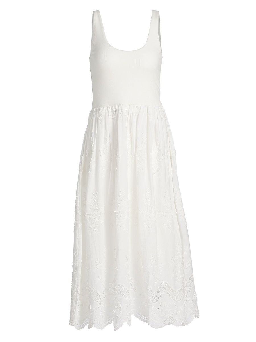 Women's Leann 3D Voile Combo Midi-Dress - White - Size XL