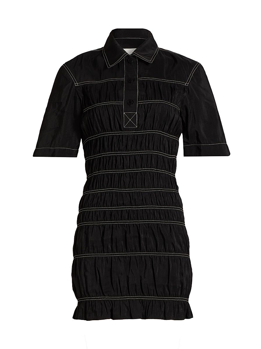 Women's Nomia Smocked Poplin Shirtdress - Black - Size XS
