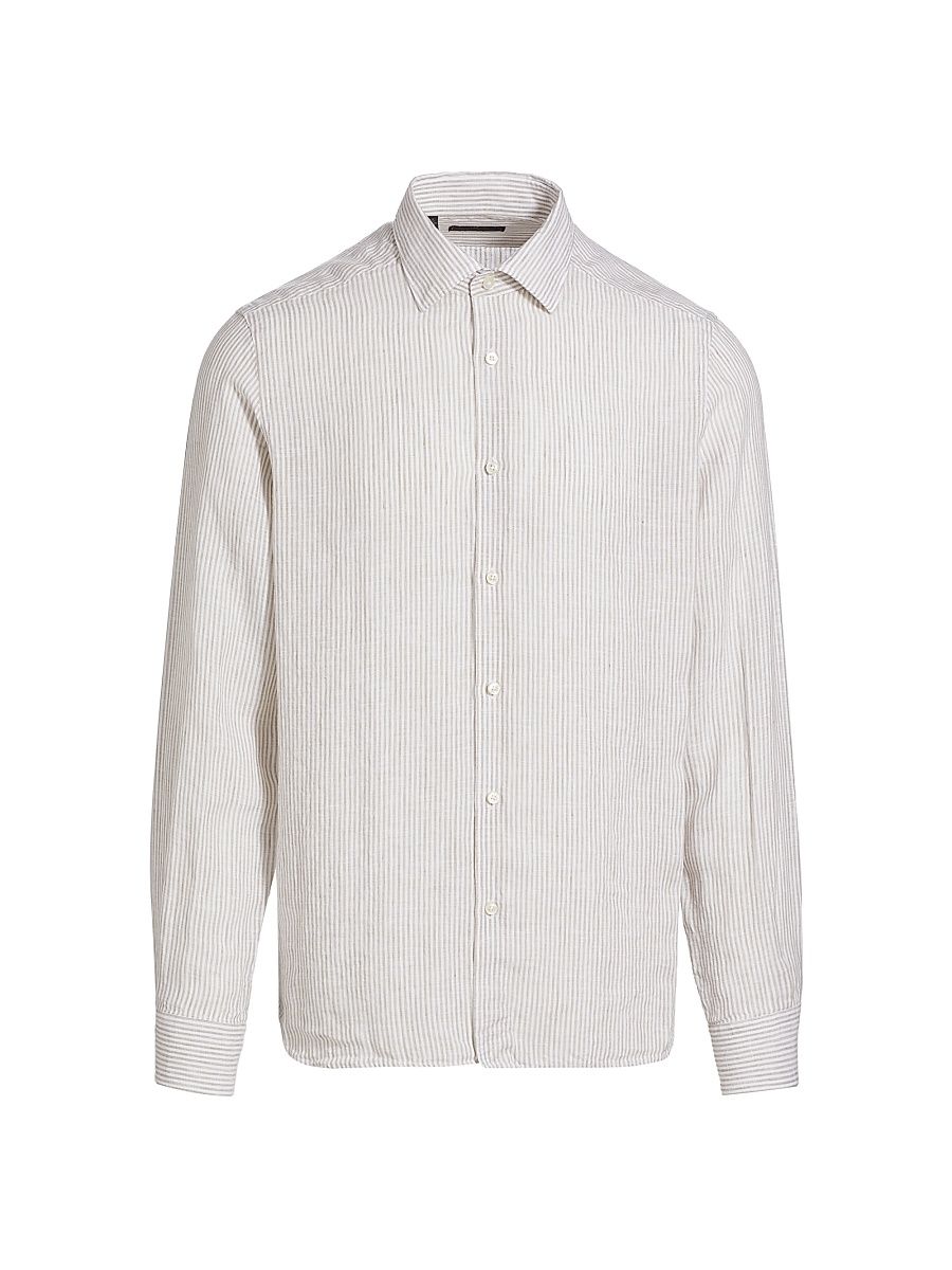 Men's Striped Linen Shirt - Cream - Size XXXL