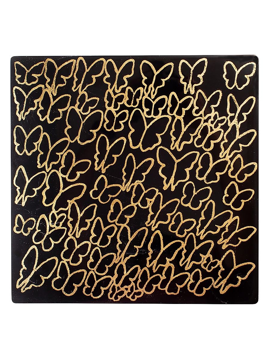 Midnight Butterflies Metallic-Print Lacquer Square Placemat