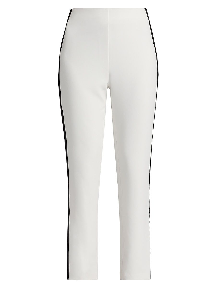 Women's Slim Tapered Tuxedo Pants - White Black - Size 6
