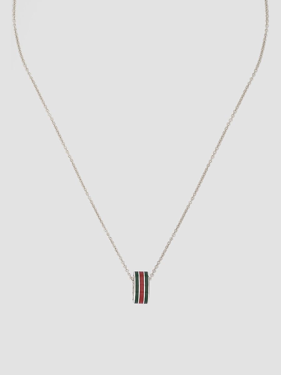 Gucci Women's Gucci Interlocking Sterling Silver & Enamel Pendant Necklace - Silver Green Enamel
