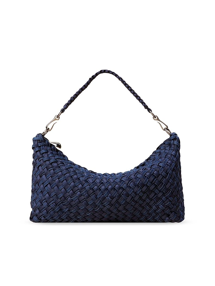 Women's Porto Small Double Weave Half Moon Shoulder Bag - Indigo