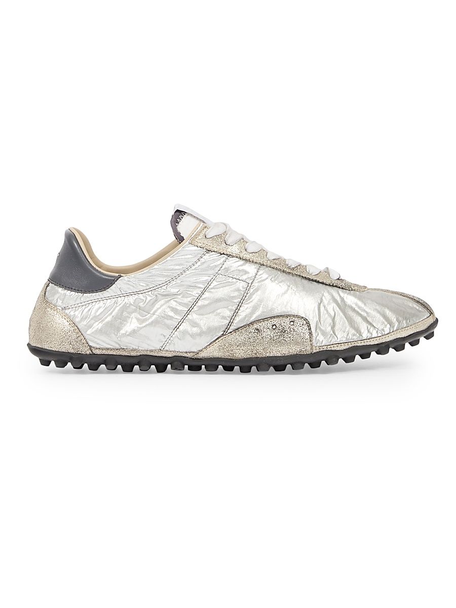 Women's Metallic Low-Top Sprinter Sneakers - Silver White Natural - Size 9