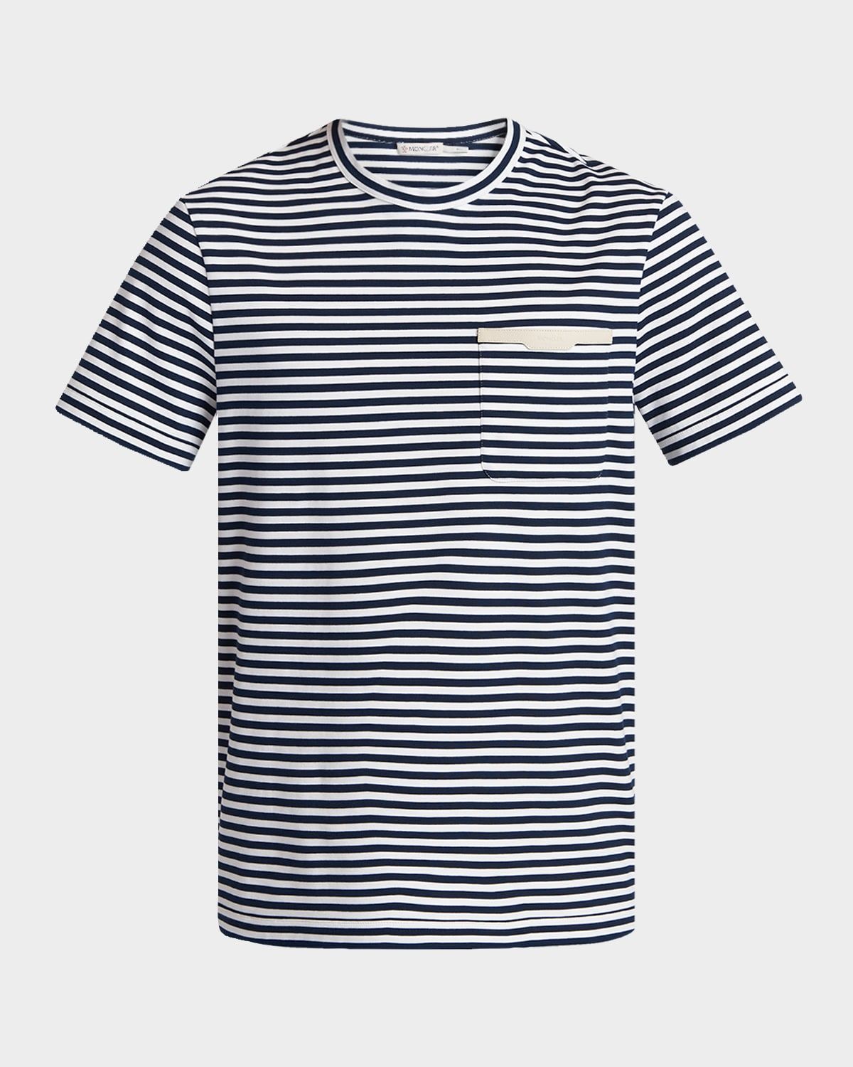 Men & apos;s Stripe Leather-Trim Pocket T-Shirt