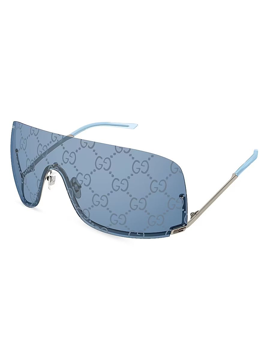 Men's Tom 99MM Shield Sunglasses - Grey Blue Pattern