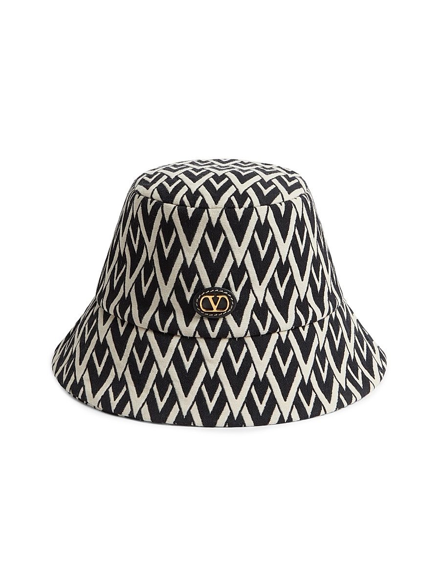 Women's Bucket Hat Toute La V in Wool - Black Ivory - Size Medium