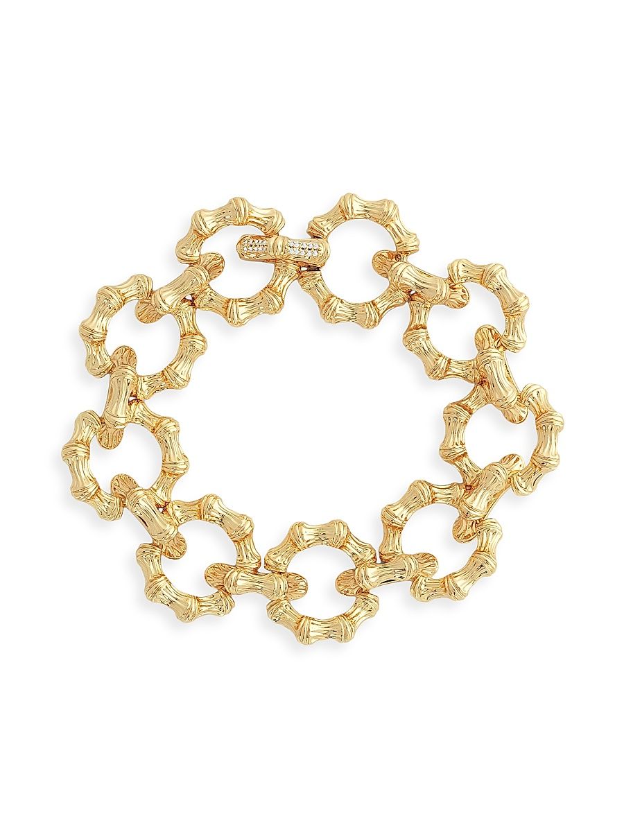Women's Bamboo 18K-Gold-Plated & Cubic Zirconia Chain Bracelet - Gold