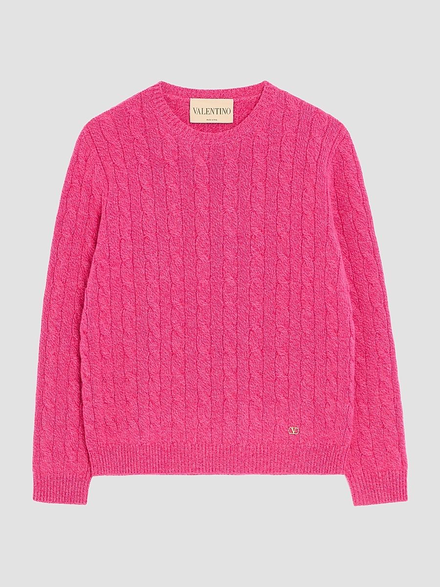 Women's Mouliné Wool Jumper - Fuchsia - Size XS