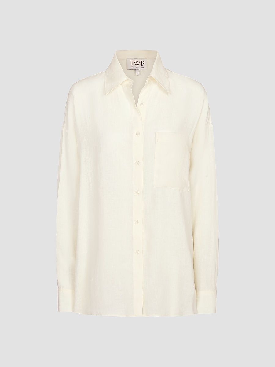 Women's Something Borrowed Linen Button-Front Shirt - Glass Green - Size XS