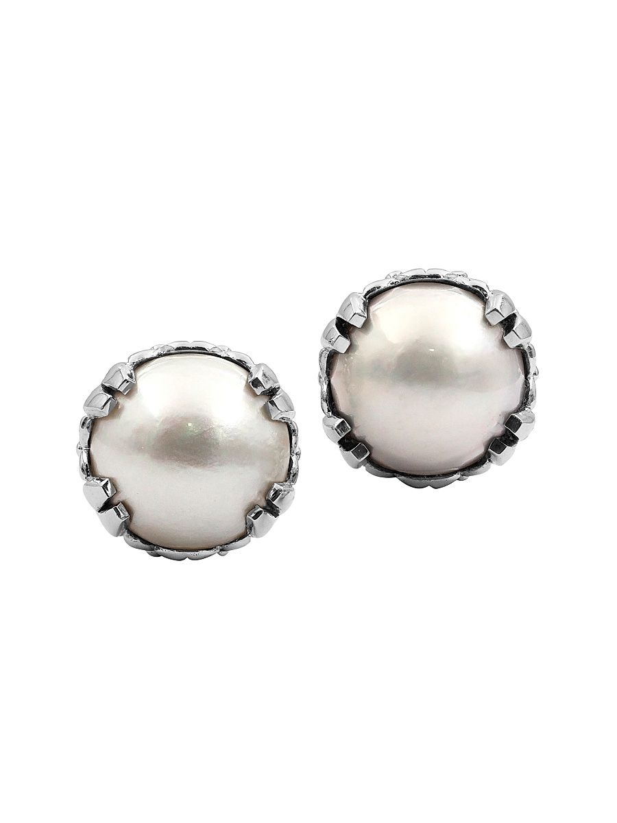 Women's Pearlicious Sterling Silver & 12MM Cultured Pearl Stud Earrings - Silver