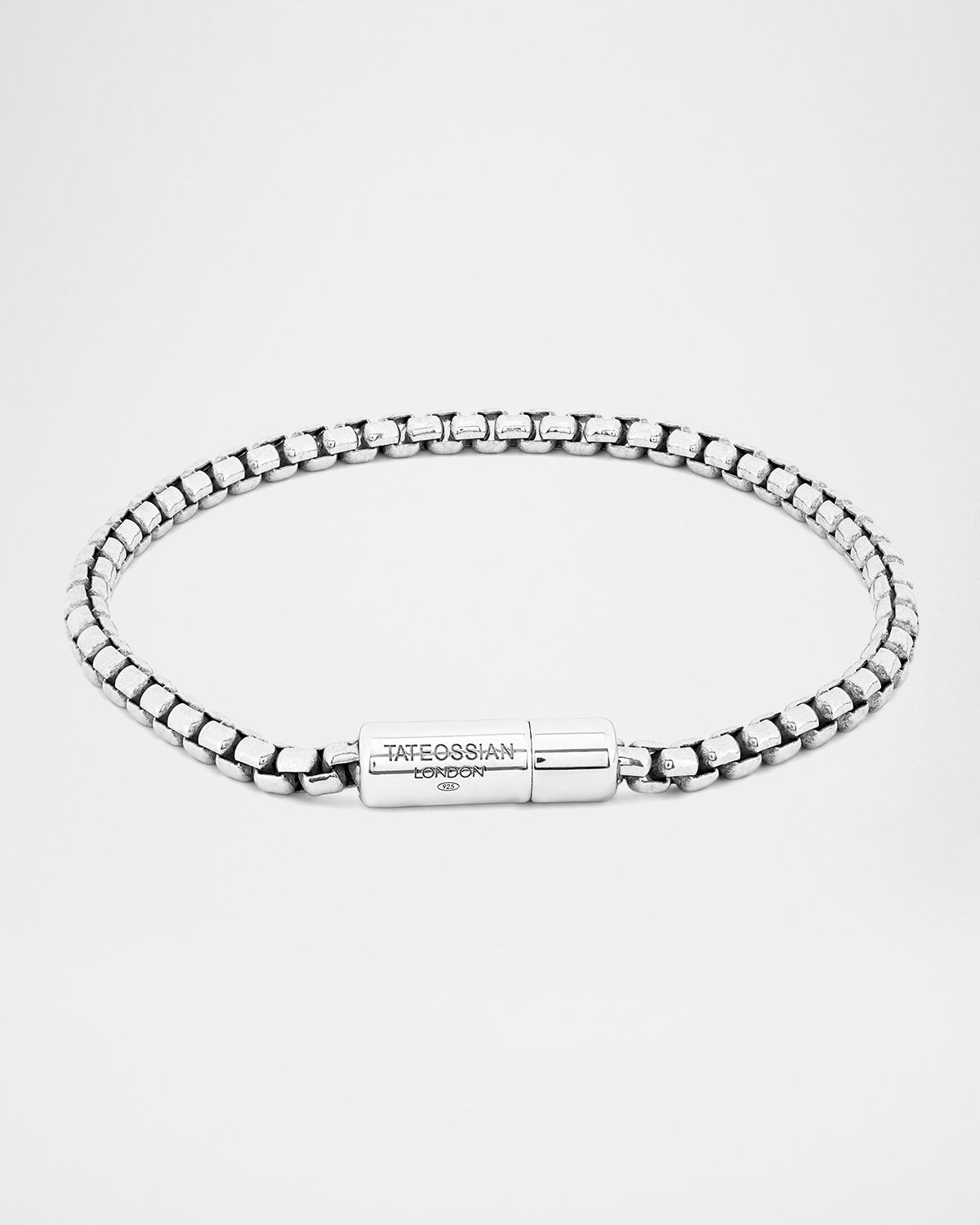 Men & apos;s Sterling Silver Box Chain Bracelet, Size XS-XXL