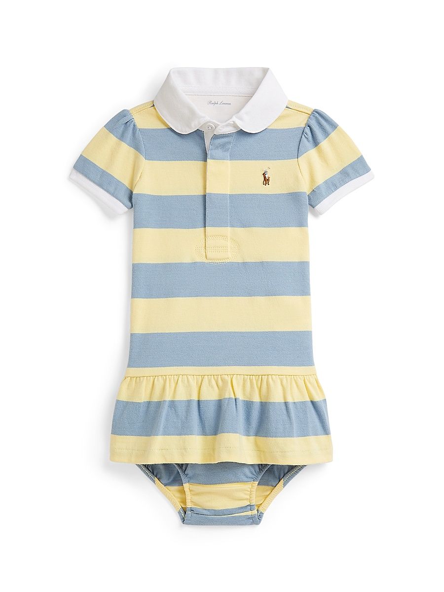 Baby Girl's Striped Rugby Dress & Bloomers Set - Yellow Multi - Size 9 Months