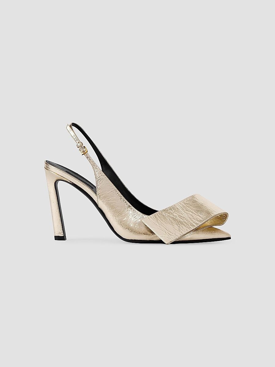Givenchy Women's Twisted Ribbon Slingbacks Pumps in Metallic Leather - Golden - Size 11