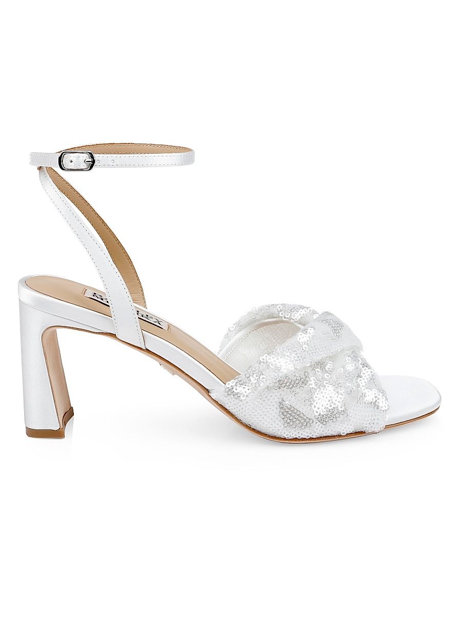 Women's Gema 70MM Sequined Sandals - White Sequins - Size 11