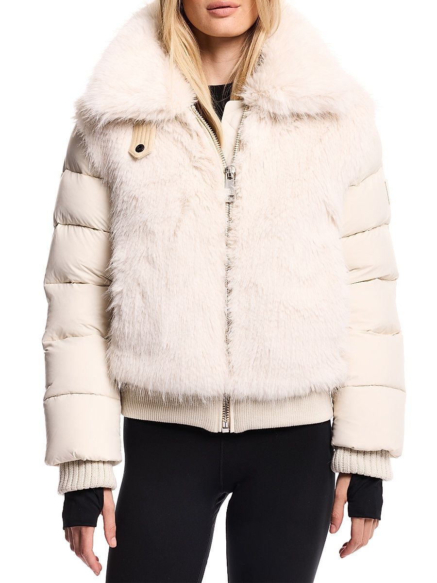 Women's Carlie Faux Fox Jacket - Ivory Faux Fox - Size Medium