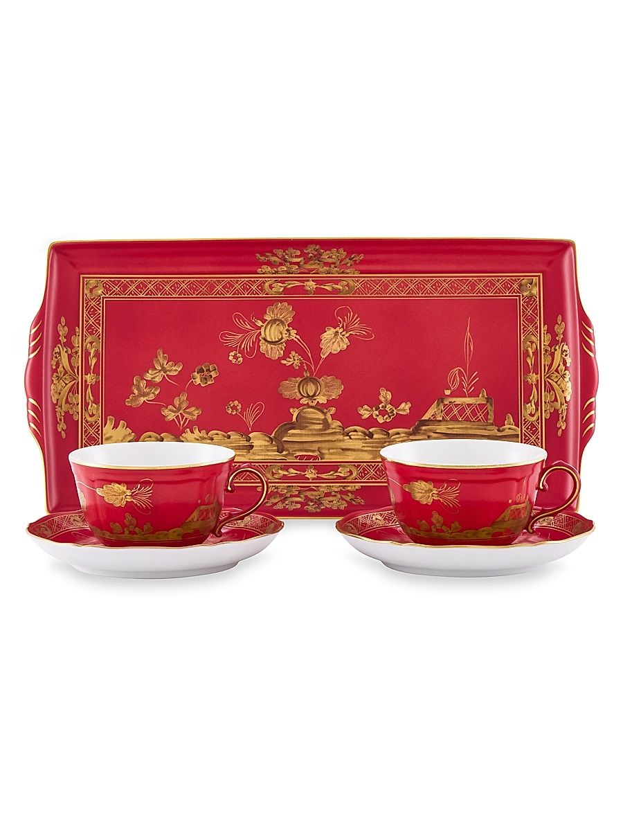 Tesori Oriente Italiano 5-Piece Tea Service Set - Red Gold