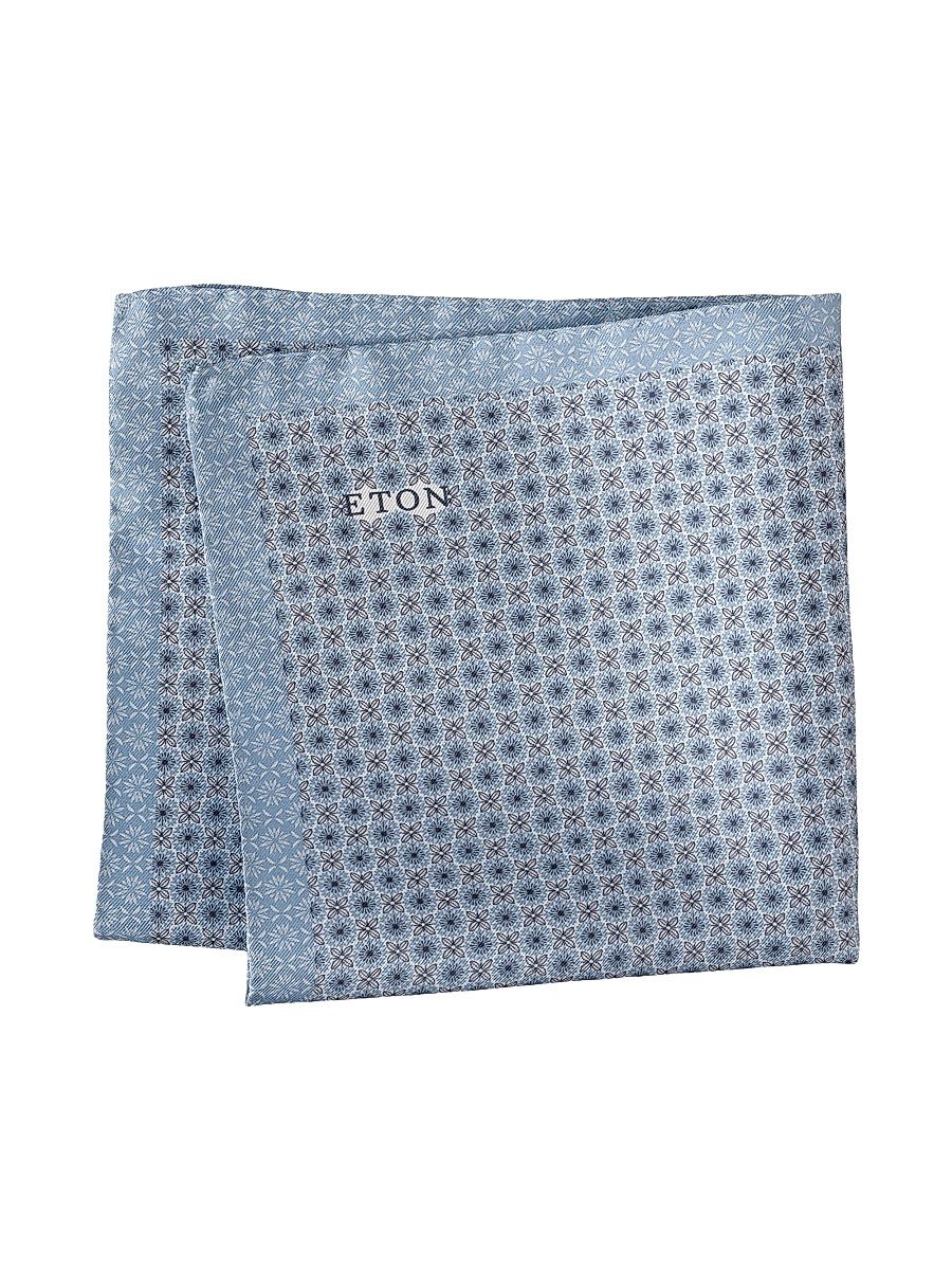 Men's Geometric Silk Pocket Square - Blue