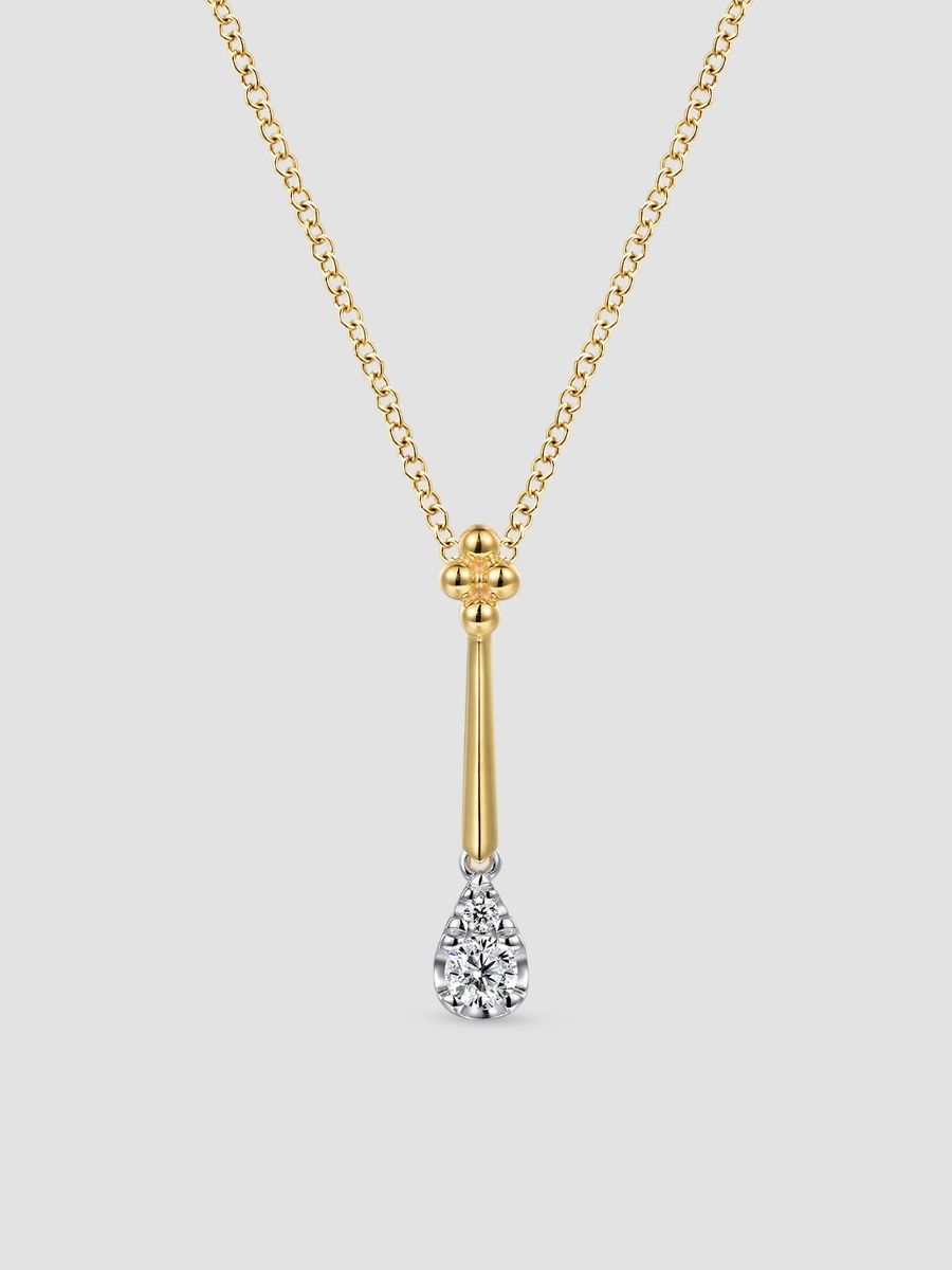 Gabriel & Co Women's Bujukan Clover Two-Tone 14K Gold & 0.17 TCW Diamond Linear Pendant Necklace - Yellow Gold