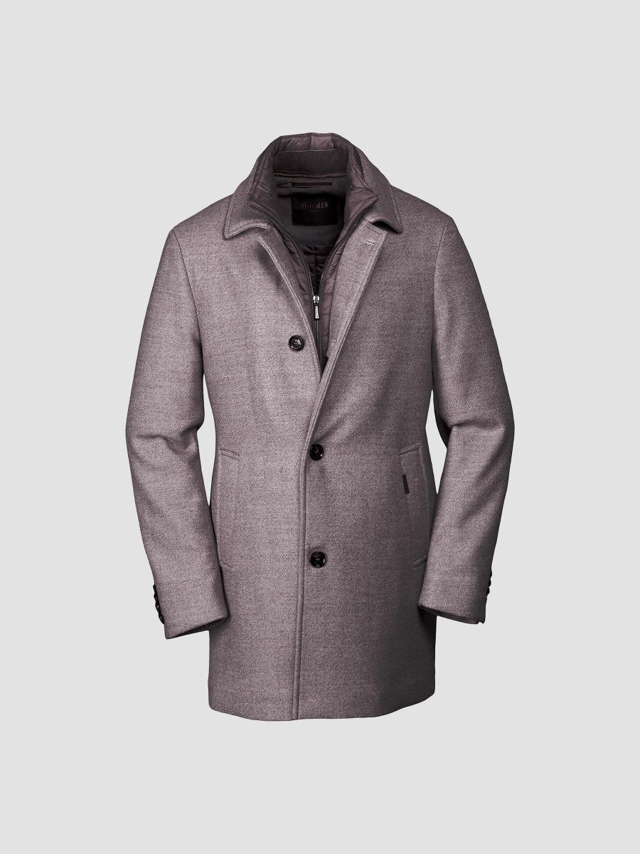 Moorer Men's Monferrato Wool Layered Topcoat - Taupe - Size 48