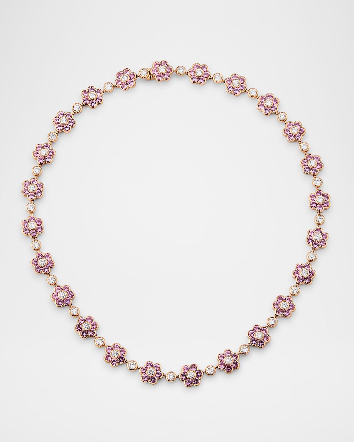 18K Rose Gold Pink Sapphire and Diamond Flora Choker