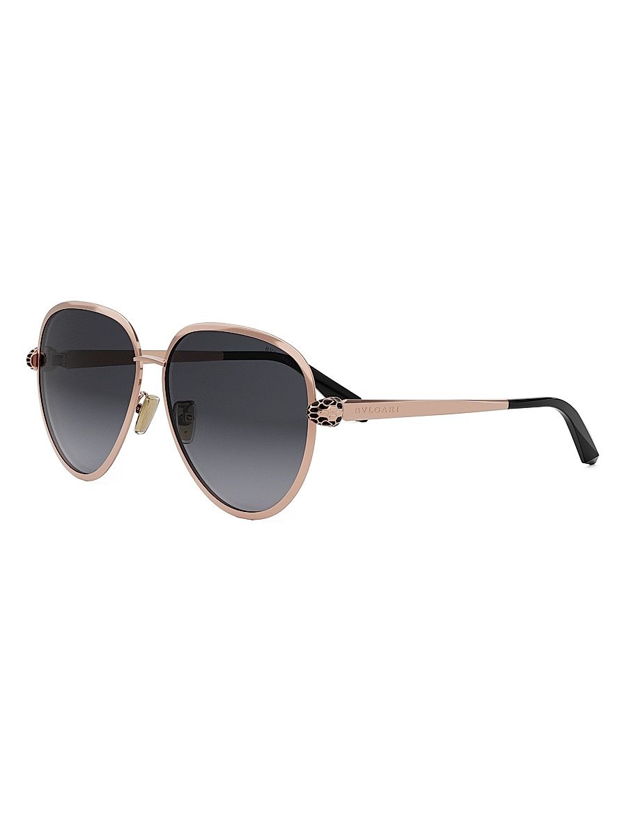 Women's Serpenti Forever 59MM Pilot Sunglasses - Shiny Rose Gold Gradient Smoke