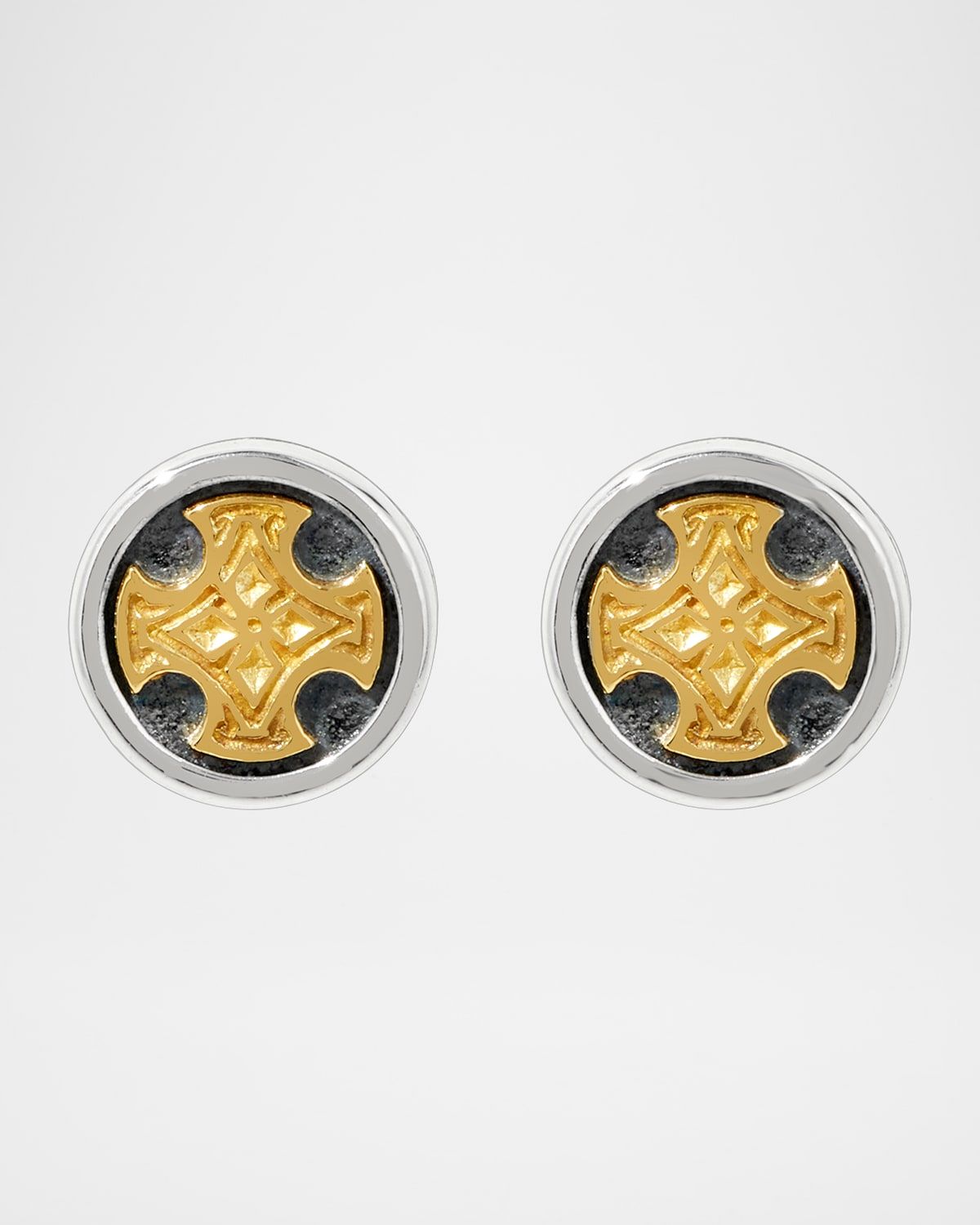 Men & apos;s Two-Tone Cross Stud Earrings