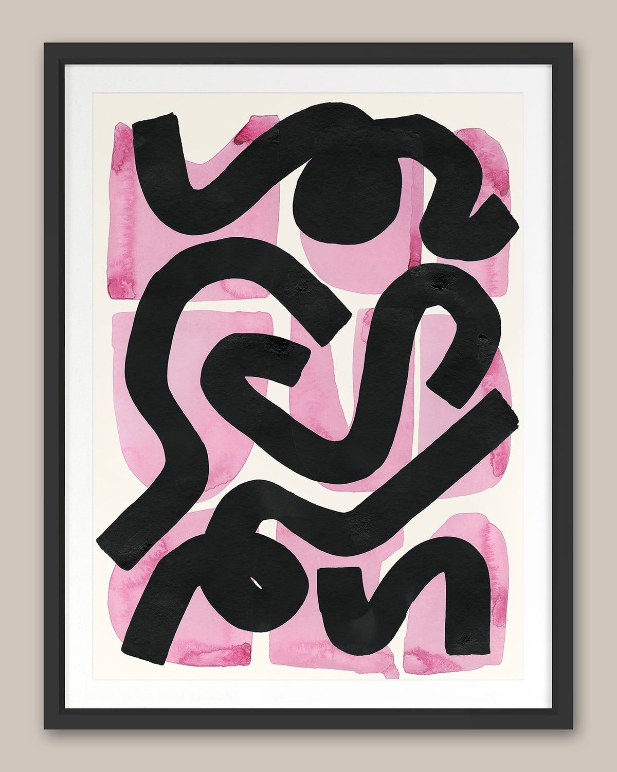 Pink And Black Squiggle & apos; Framed Wall Art