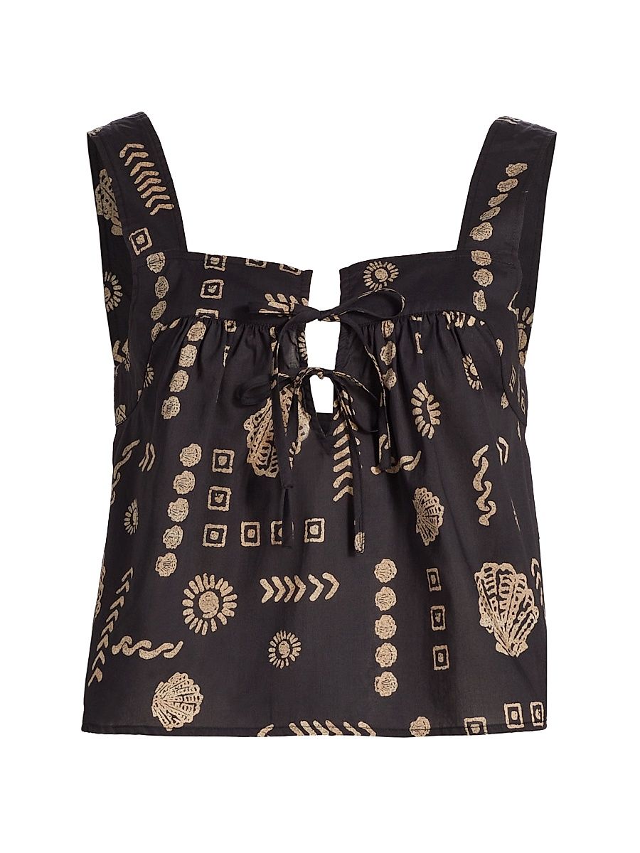 Women's Blythe Abstract Print Cotton Tank - Beach Shells - Size XL