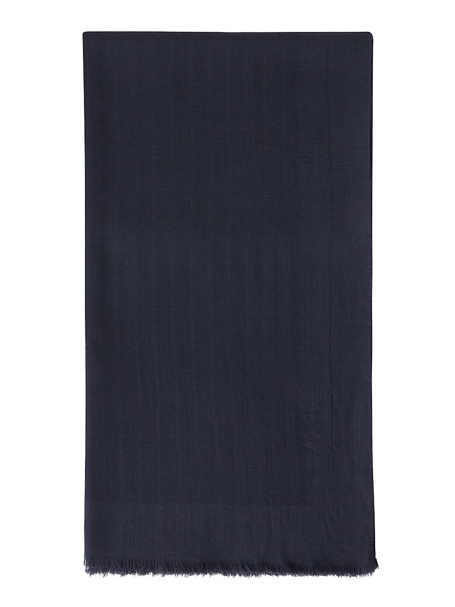 Women's Crest Jacquard Cashmere Maxi Scarf - Blue Navy