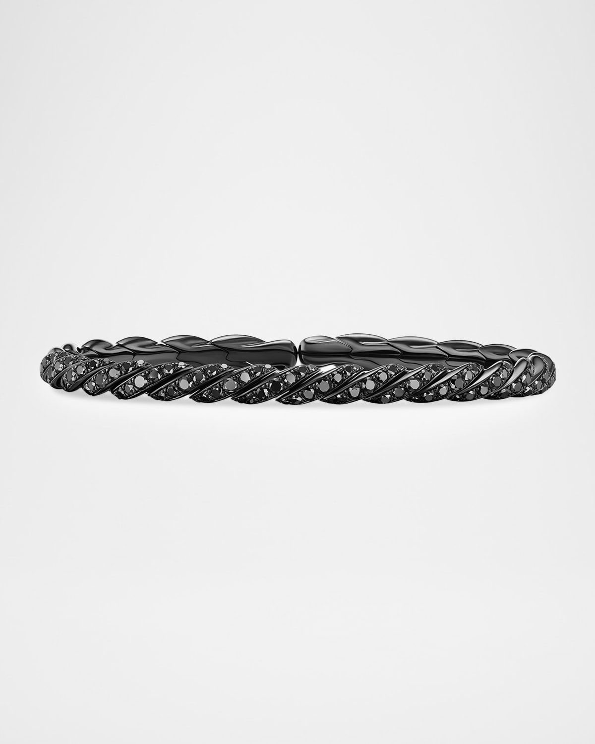 Sculpted Cable Flex Bracelet with Black Diamonds in 18K Gold