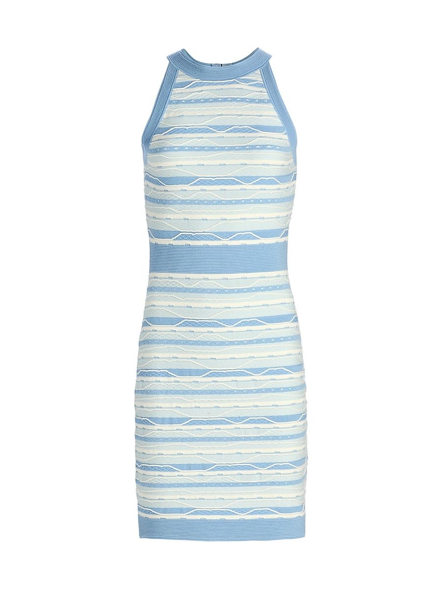 Women's Sadie Textured Striped Knit Minidress - Blue Multi - Size XL