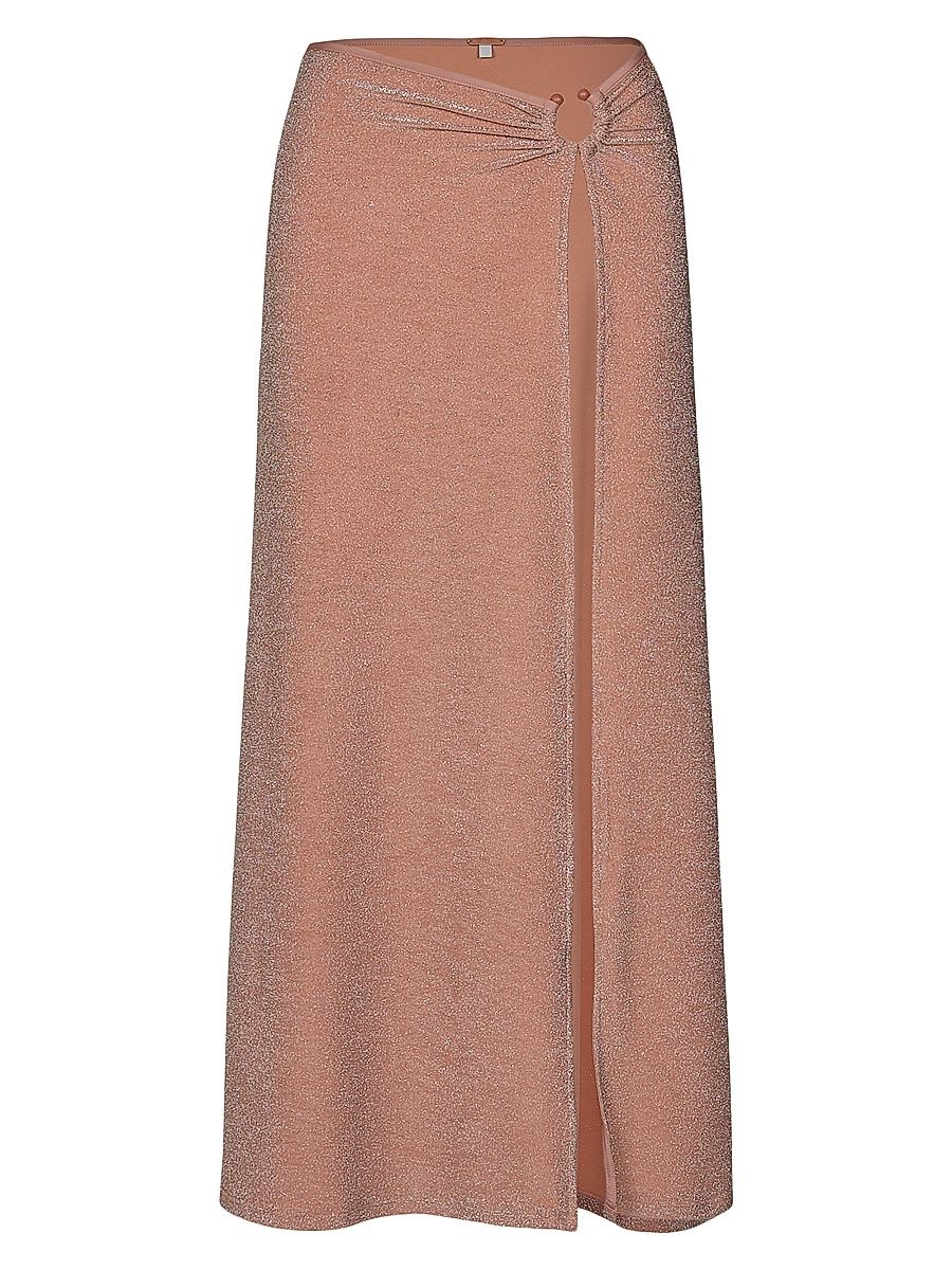 Women's Shimmering Nuevo Destino Midi-Skirt - Soft Peach - Size 6