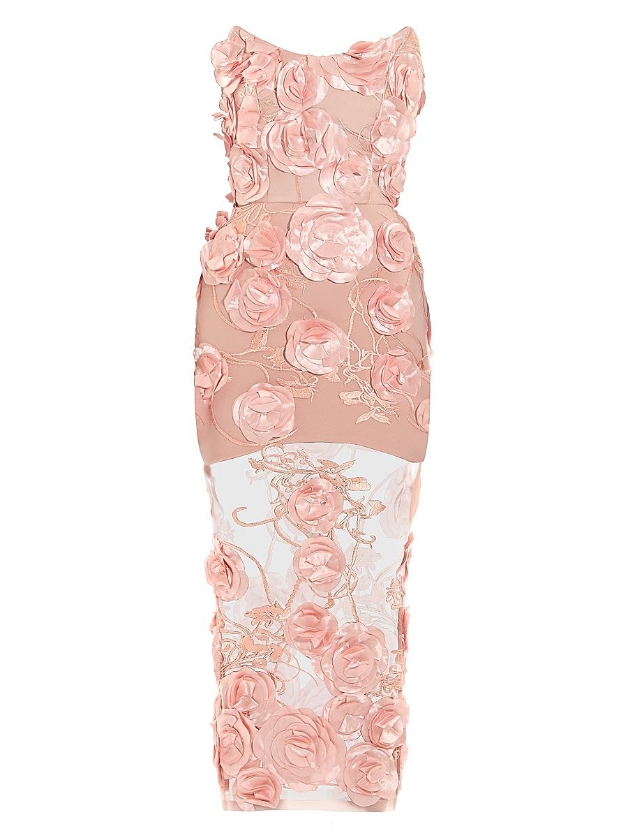 Women's Dream Of That Floral-Appliquéd Sheath Cocktail Dress - Beige - Size 14