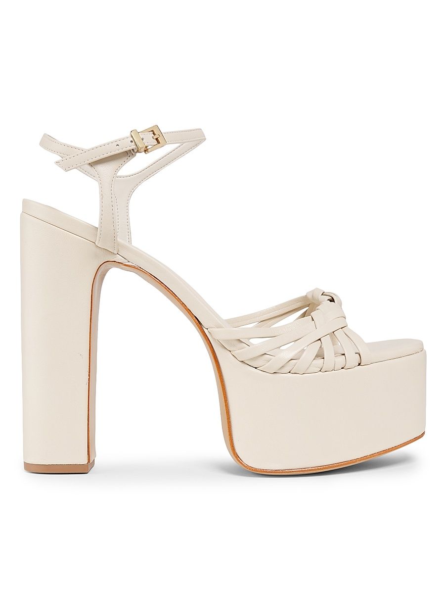 Women's Tara 125MM Leather Platform Sandals - Sugar White - Size 9.5