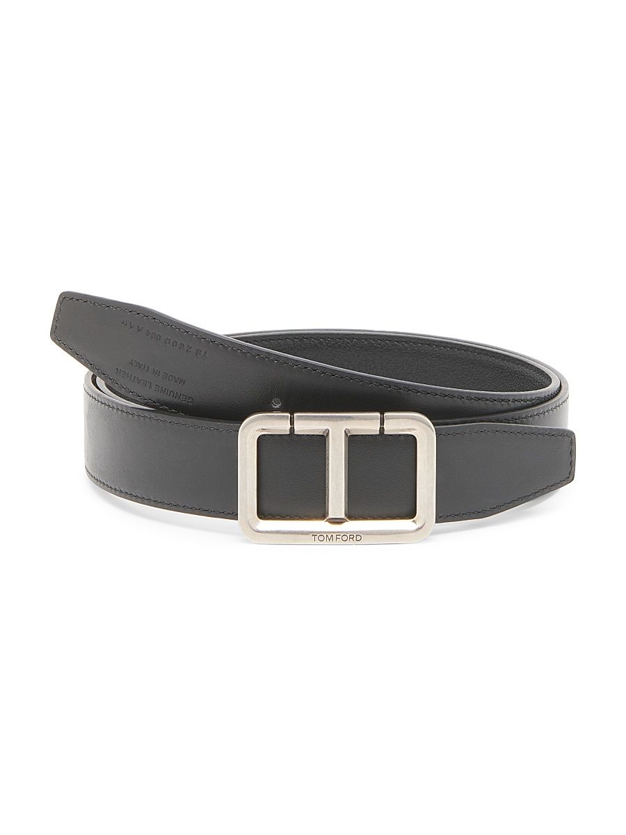 Men's T Buckle Belt - Black Silver - Size 42