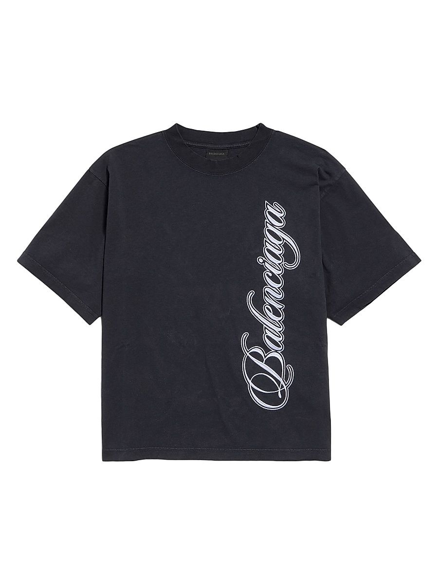 Women's Cursive Medium Fit T-Shirt - Washed Black - Size Large