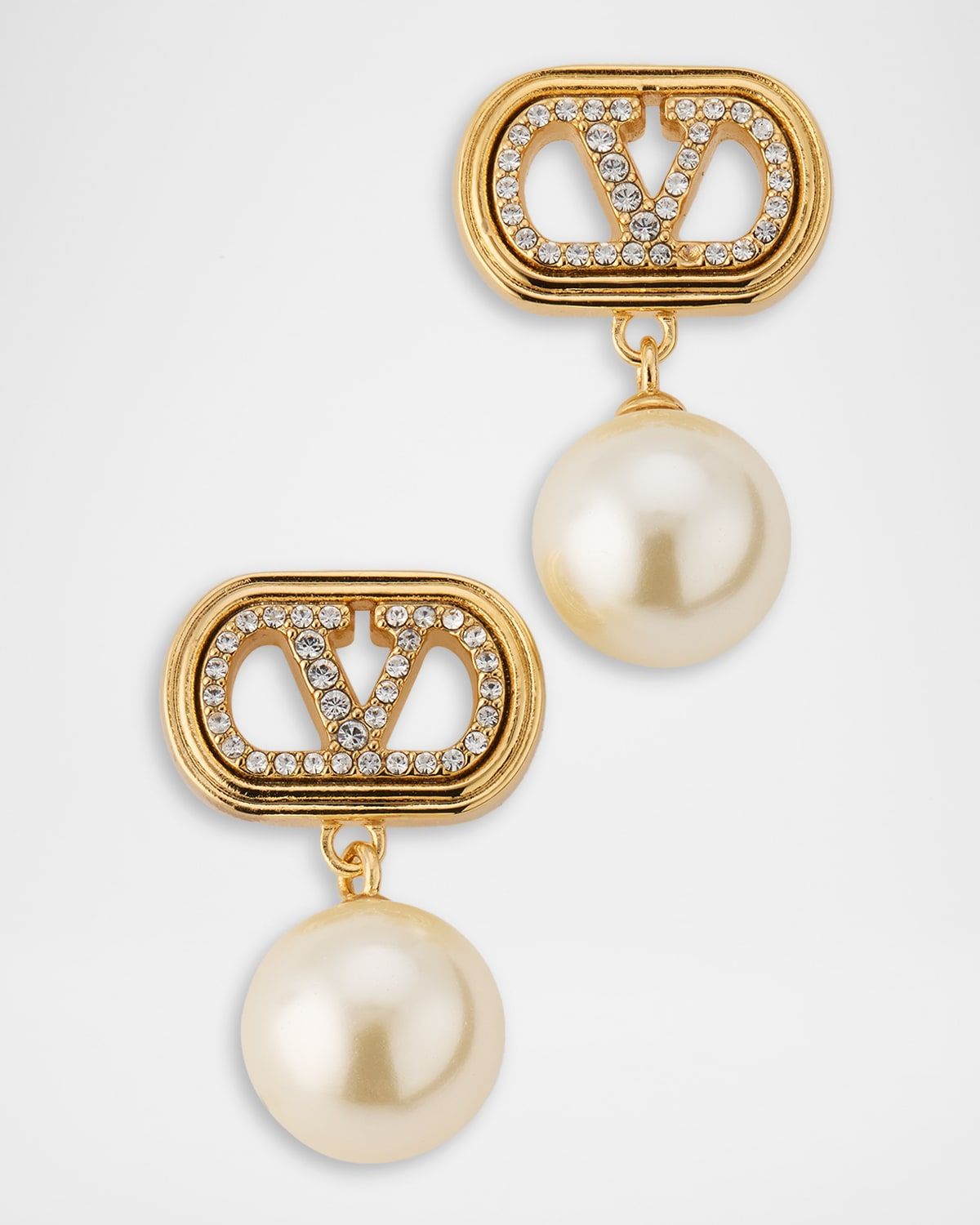 Crystal and Pearly Ovalette Drop Earrings
