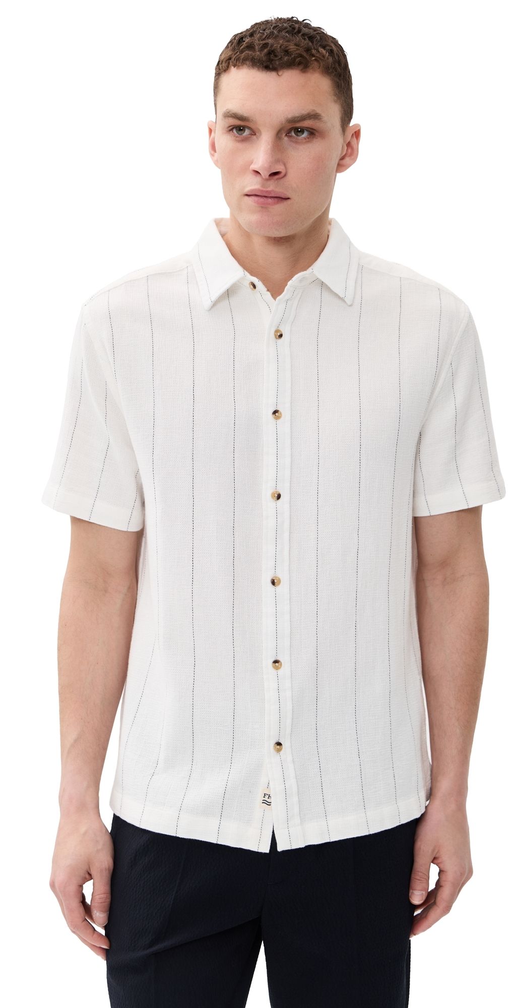 Fair Harbor Oasis Textured Shirt Shell Stripe L